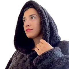 UNICO DISEÑO - Polerón Unicolor Corderito polar con gorro invierno Oversize