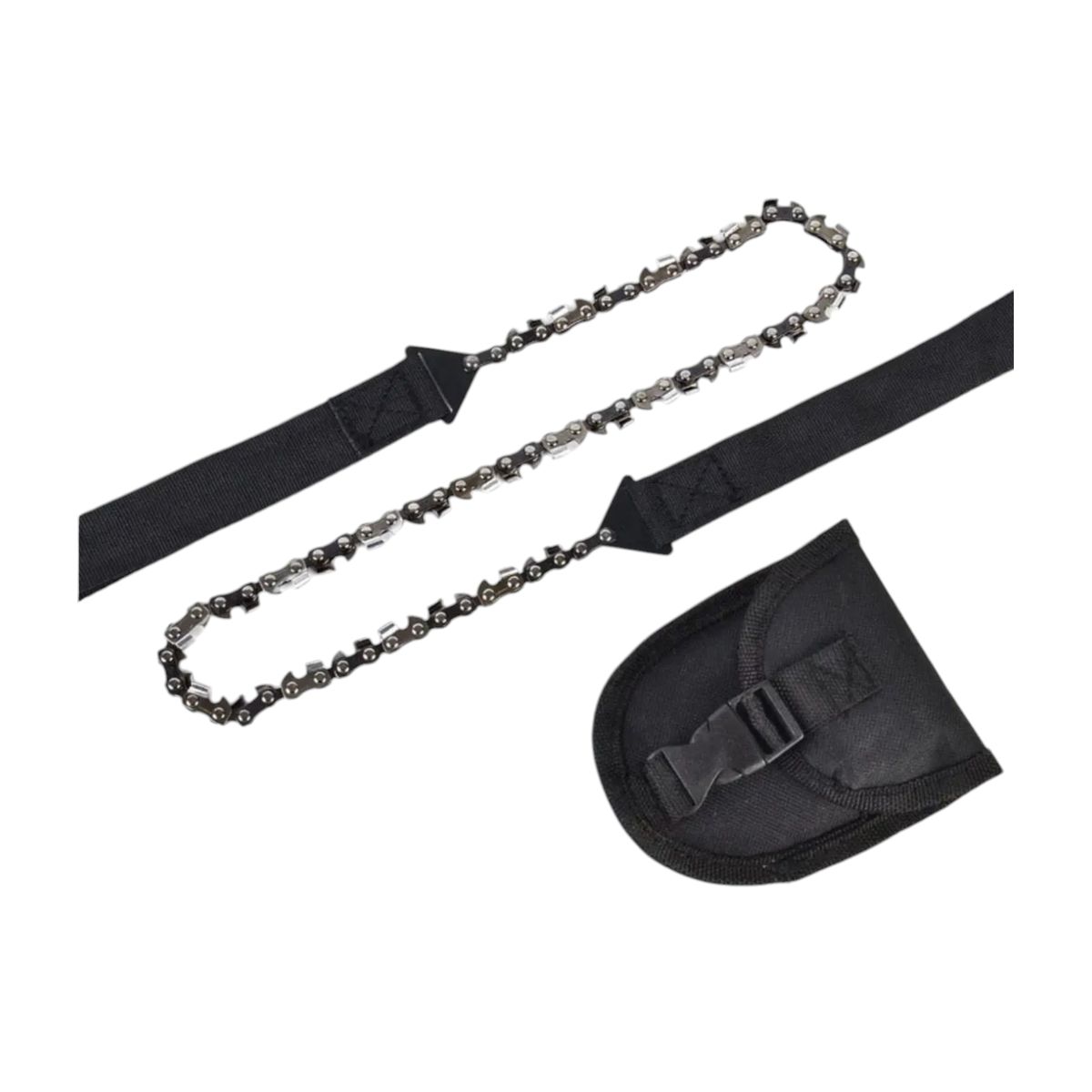 DEFENSOR FOREVER - Sierra Cadena Manual Serrucho Multiuso + Funda Para Camping Negro