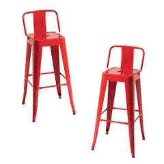 GENERICO - Pack 2 Taburetes Tolix metálico 66 cm - Rojo