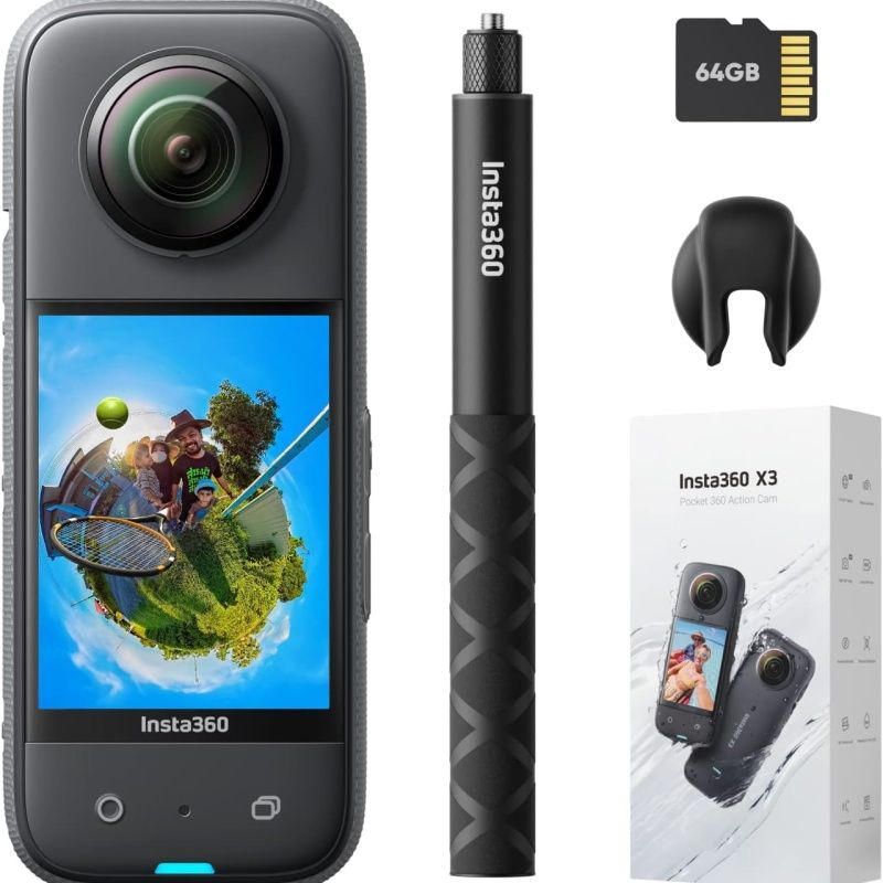 INSTA 360 - Insta360 X3 Kit Get-Set 64GB - Cámara de acción Resistente al Agua