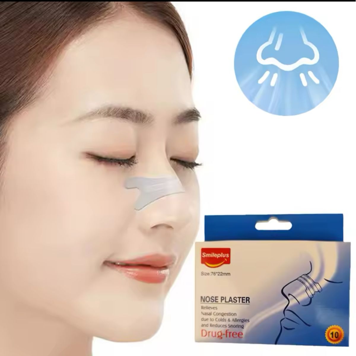 GENERICO - Parches Nasales Anti Ronquido Descongestion 10 Unid Oxigeno