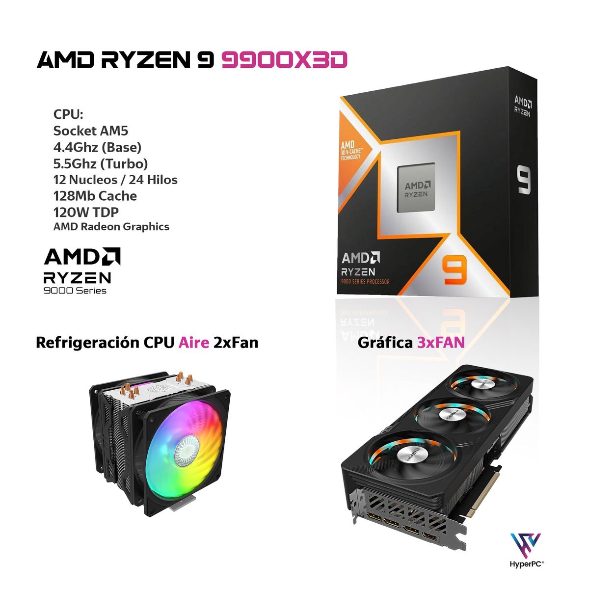 HYPERPC - PC GAMER AMD RYZEN 9 9900X3D 32Gb 1Tb RTX 5080 16Gb