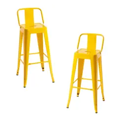 GENERICO - Pack 2 Taburetes Tolix metálico 66 cm - Amarillo