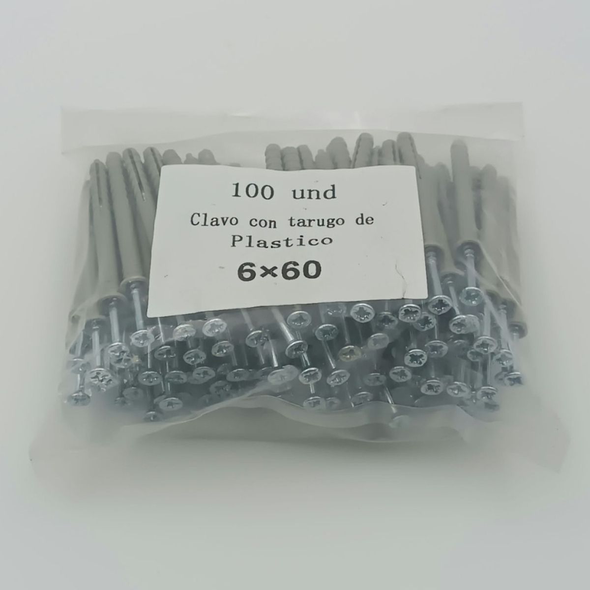 GENERICO - Tarugo Clavo Tornillo Punta Cruz 6x60 mm 100 unds