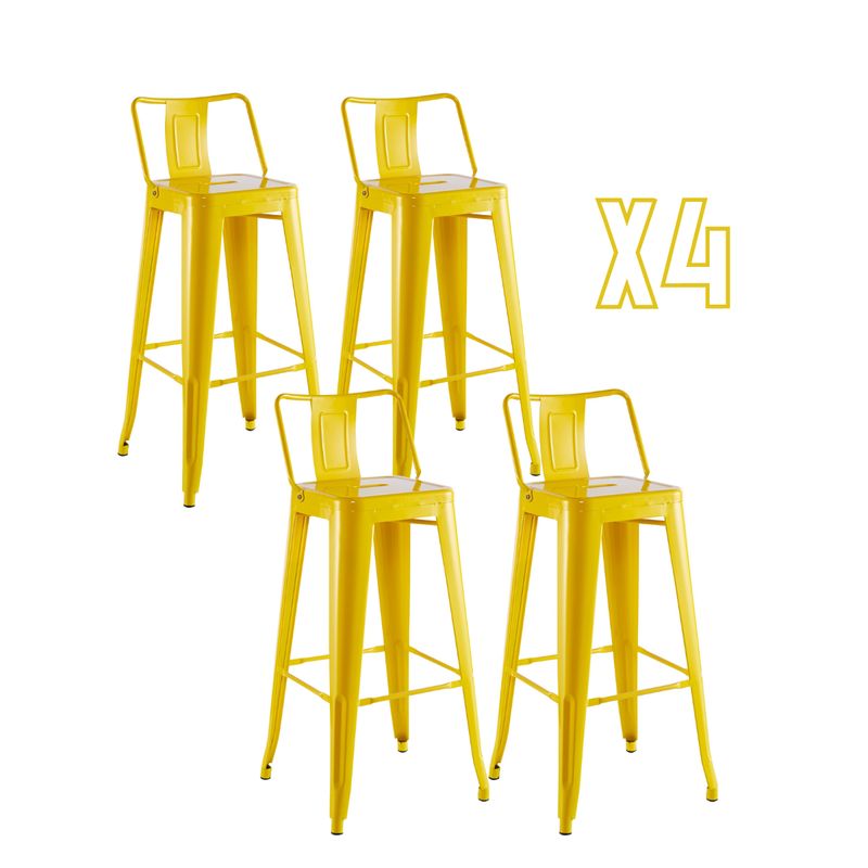 GENERICO - Pack 4 Taburetes Tolix metálico  66 cm - Amarillo