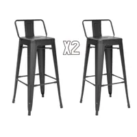 Pack 2 Taburetes Tolix metálico 77cm - Negro