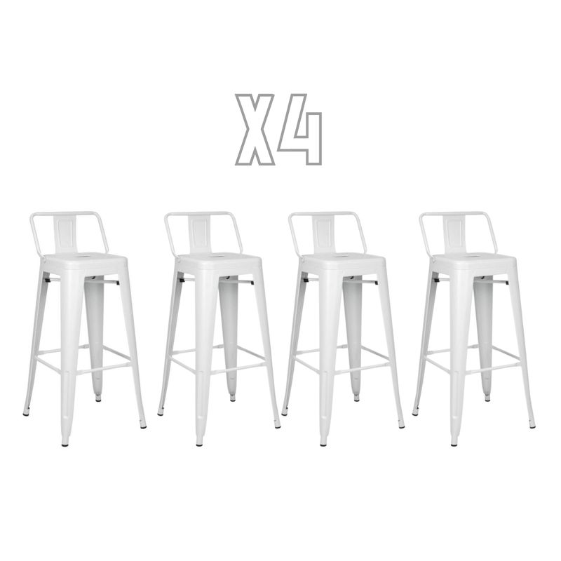 GENERICO - Pack 4 Taburetes Tolix metálico  77cm - Blanco