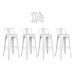 GENERICO - Pack 4 Taburetes Tolix metálico 77cm - Blanco