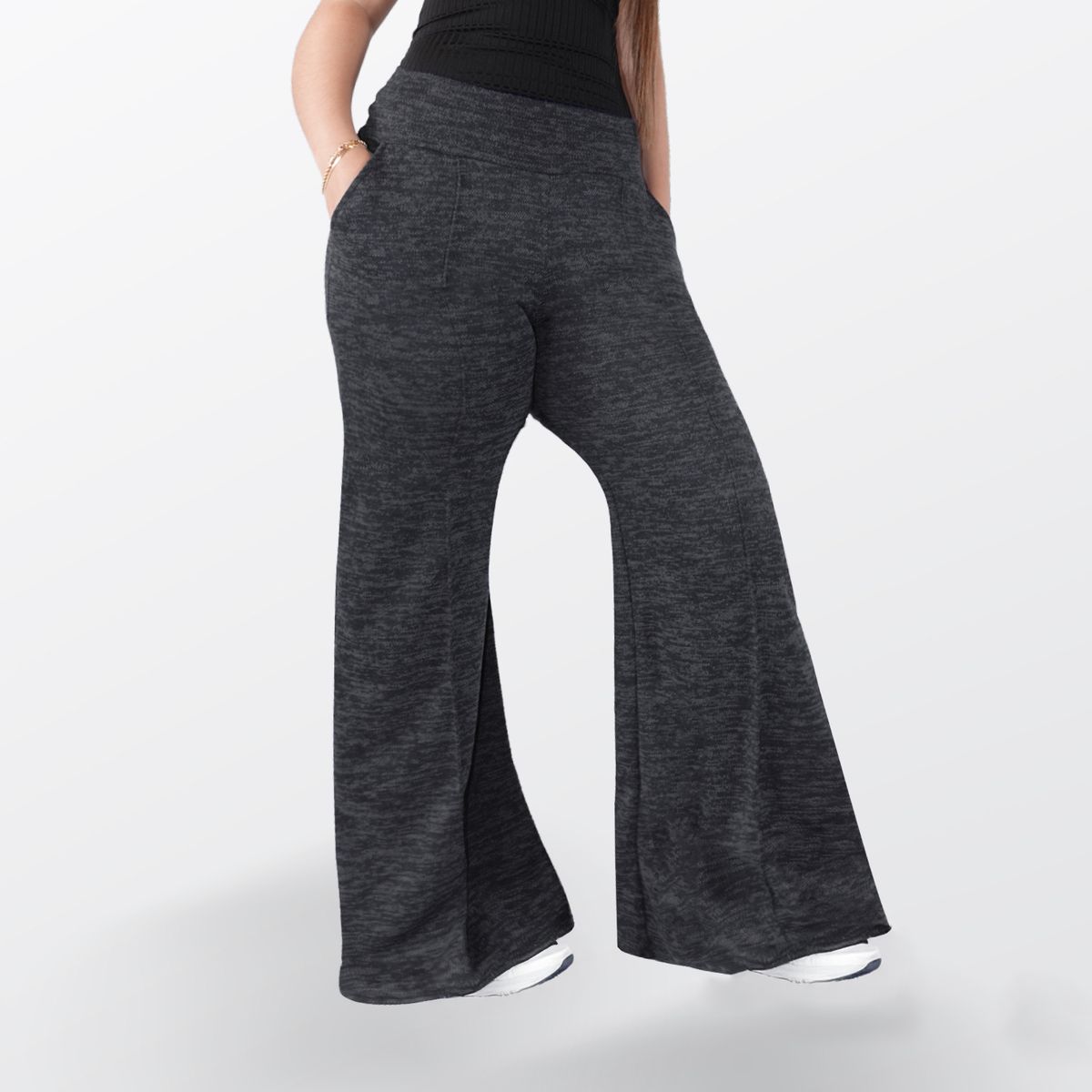 AGW - Pantalón Palazzo Elasticados Pretina Ancha Tiro Alto Wide Leg