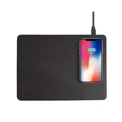 ATLAS - Mouse Pad Cargador Inalámbrico De Cuero Negro