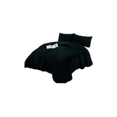 GENERICO - Plumón Invierno Chiporro Liso Peludo 2 Plazas - NEGRO