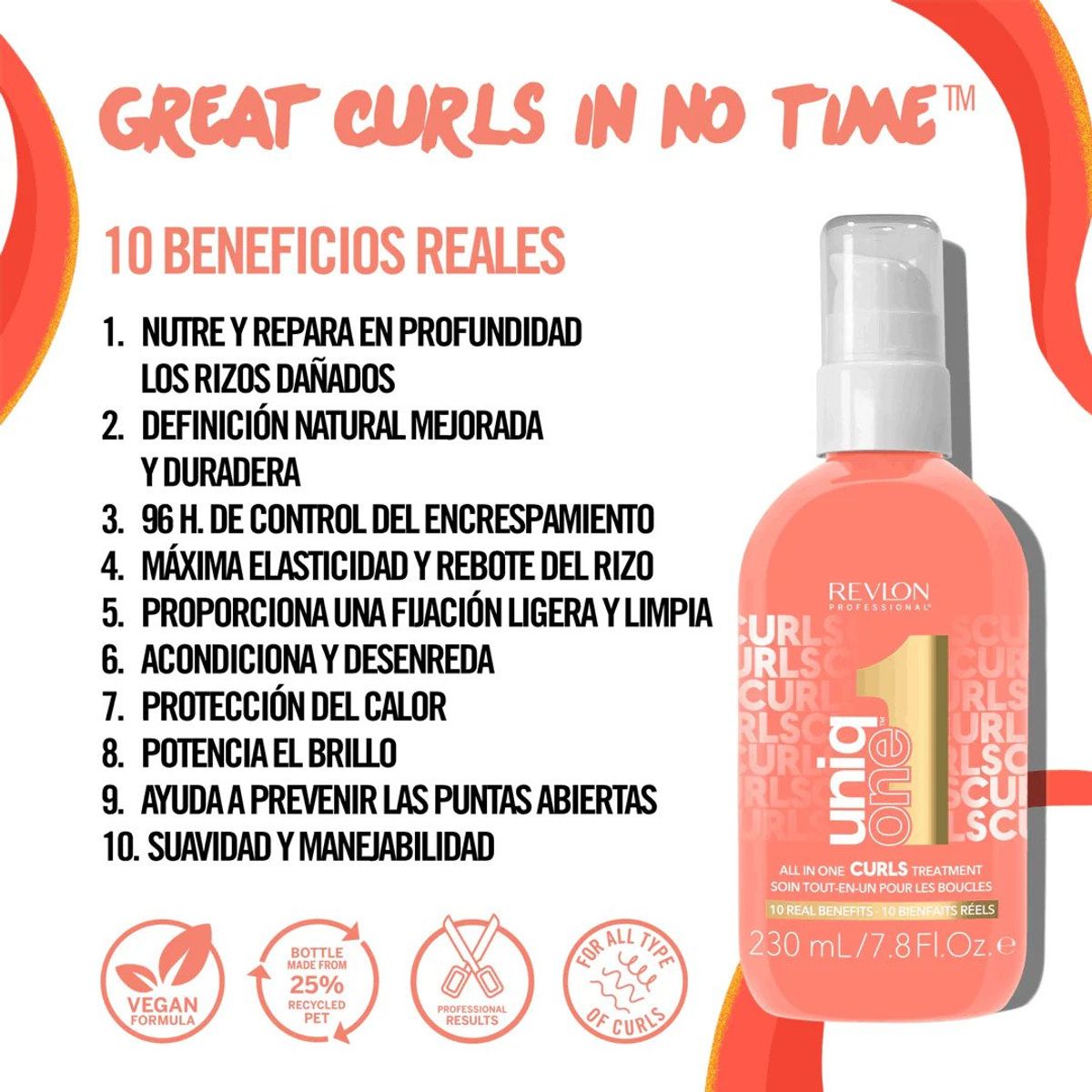 REVLON - Revlon One Curls Tratamiento 10 Beneficios para rizos  230ml