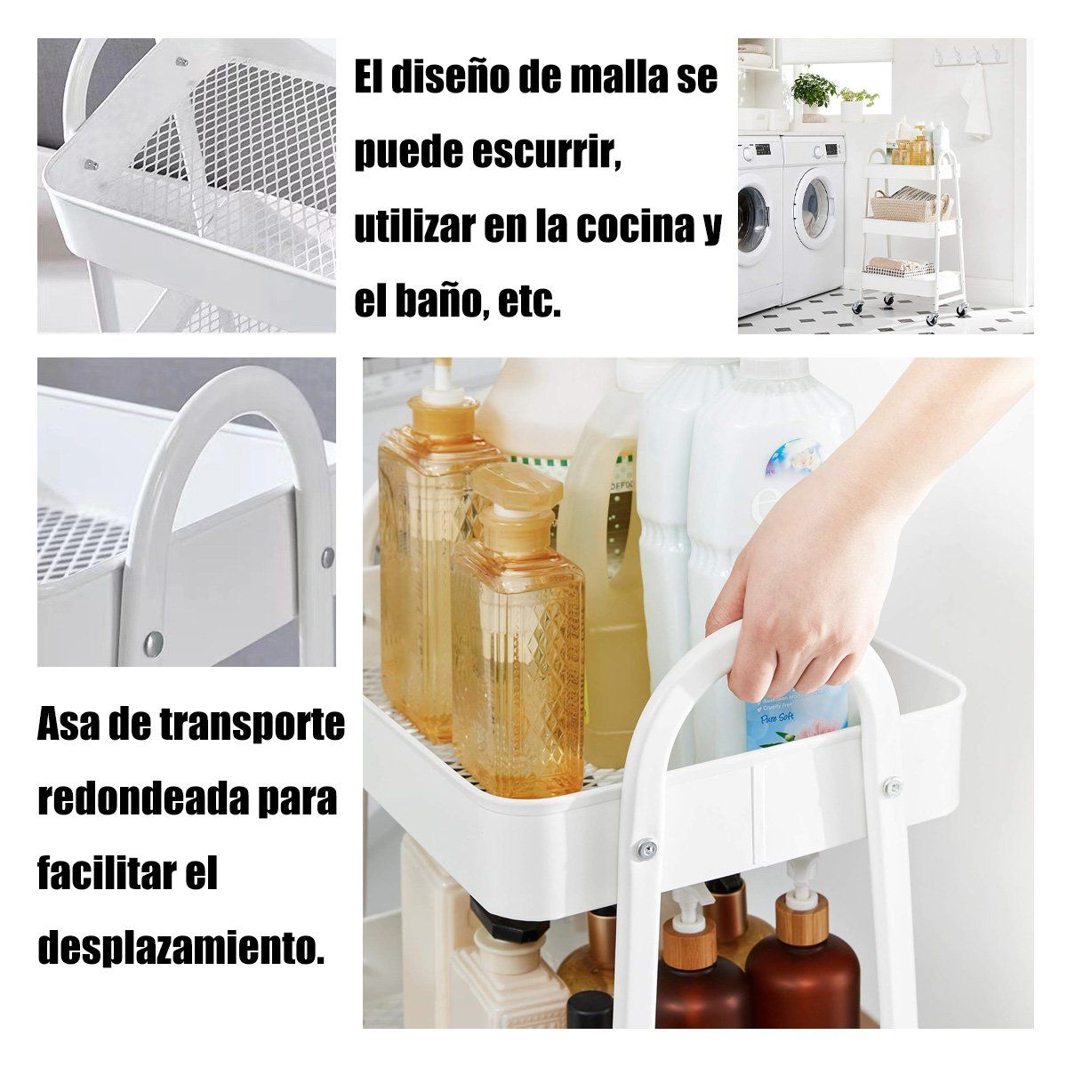 GENERICO - Carro De Almacenaje Triple Para Cocina Dormitorio Y Baño