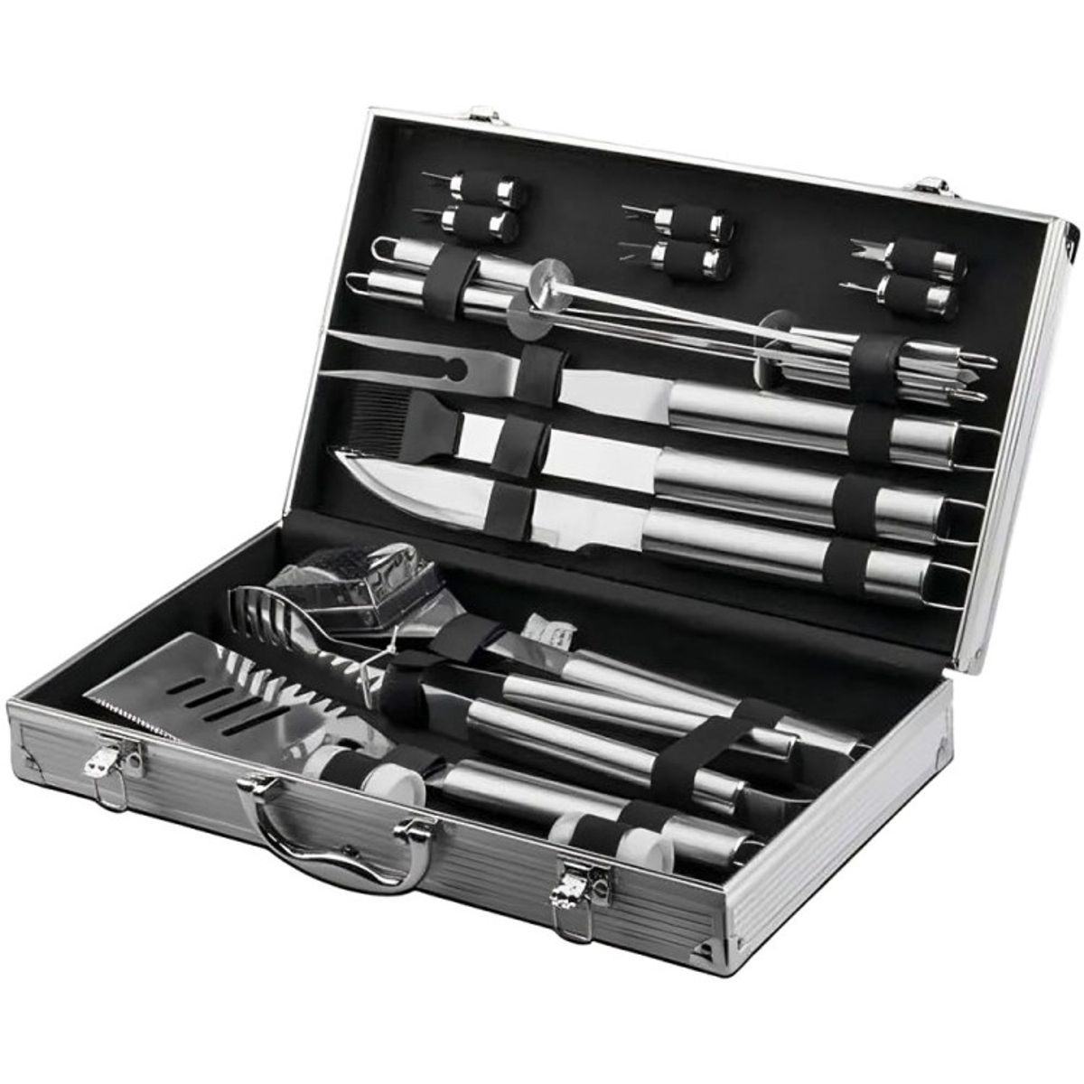 GENERICO - Set Parrillero Asado Barbacoa 18 Pcs En Maleta Kit Parrilla