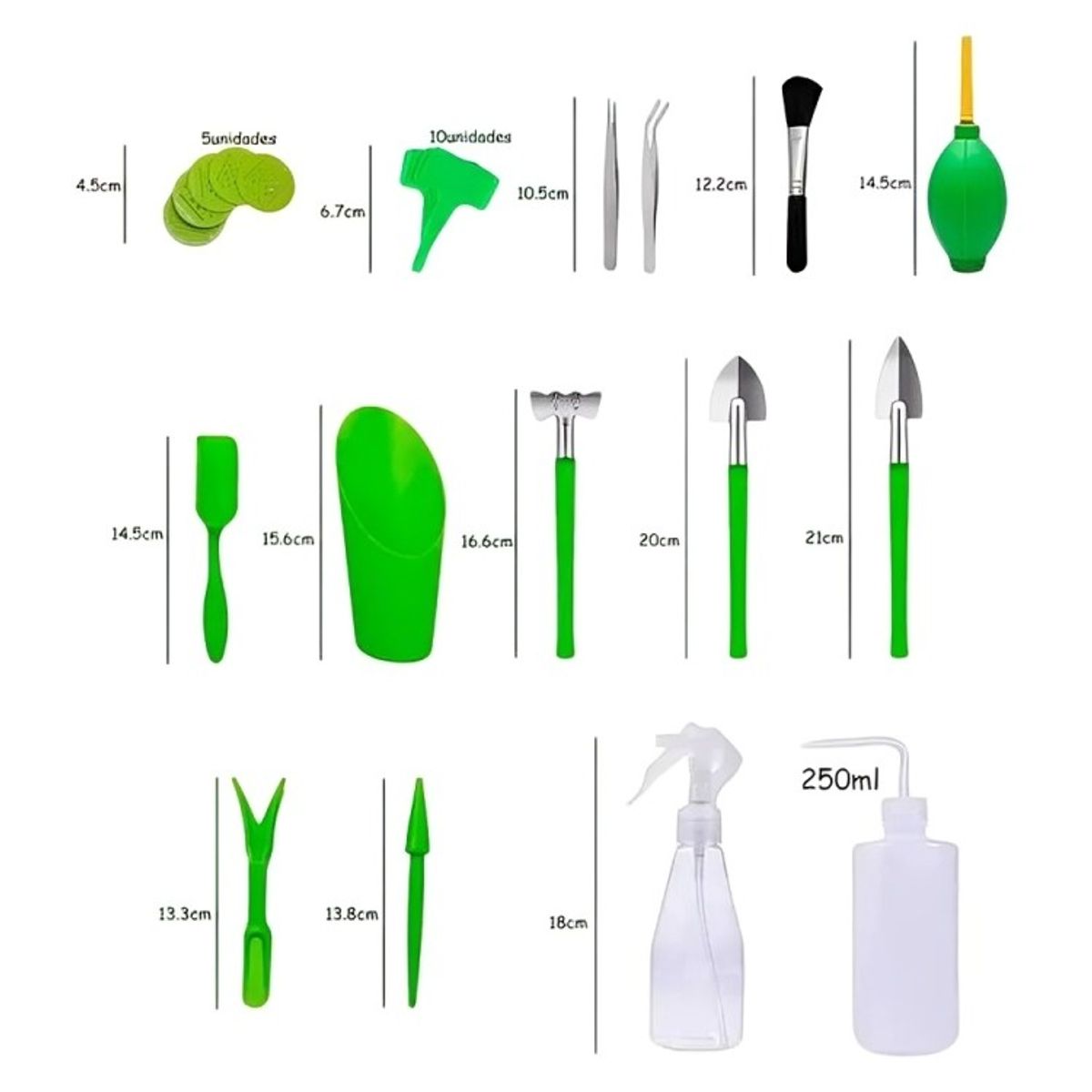 GENERICO - Kit Mini Herramientas Plantas Jardinería Suculentas 15piezas