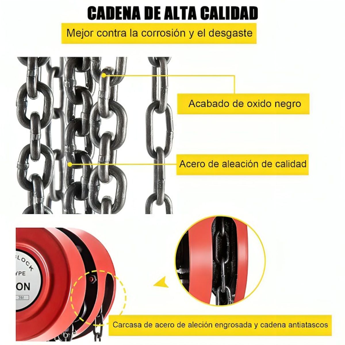 GENERICO - Tecle Polipasto Manual Con Cadena 1 Toneladas X3M