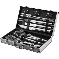 GENERICO - Set Parrillero Asado Barbacoa 18 Pcs En Maleta Kit Parrilla