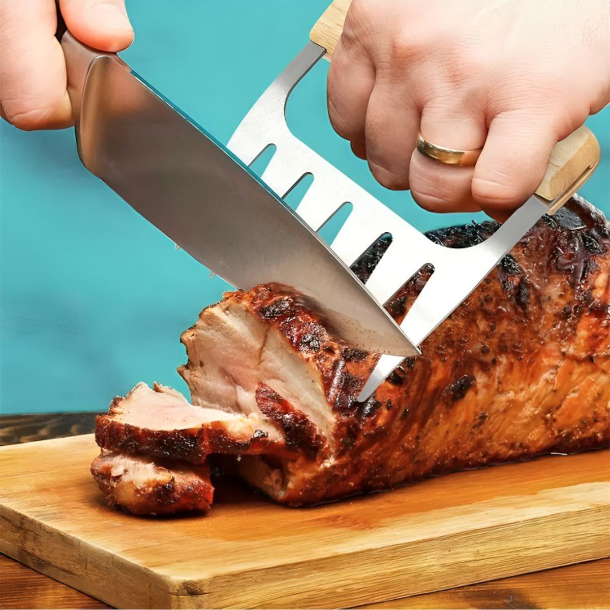 GENERICO - X2 Garras De Oso Acero Inoxidable Para Asados Parrilla Bbq