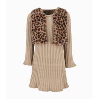 Vestido niña con bolero beige