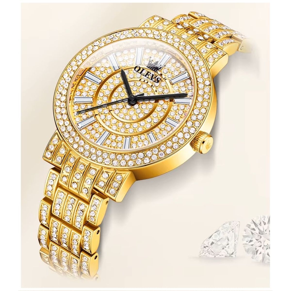 STARTECHOFFICE - Reloj Femenino Dorado con Cristales Movimiento de Cuarzo Alta Gama Resistencia al agua 3ATM