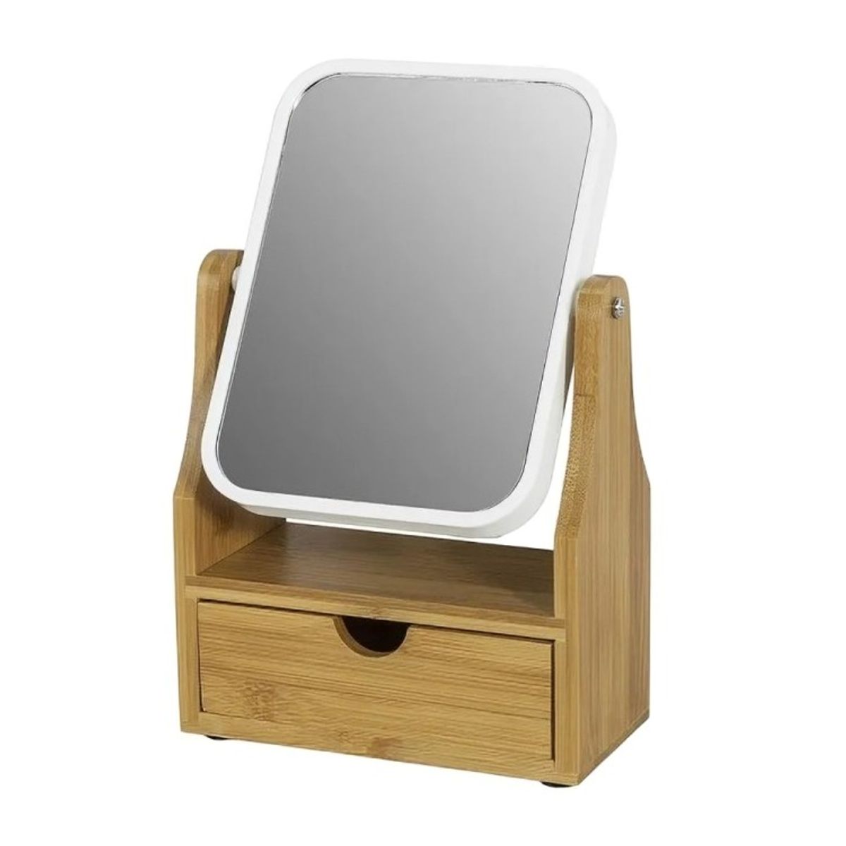 GENERICO - Espejo De Maquillaje Rotacion 360 Espejo De Mesa Con Cajon.-