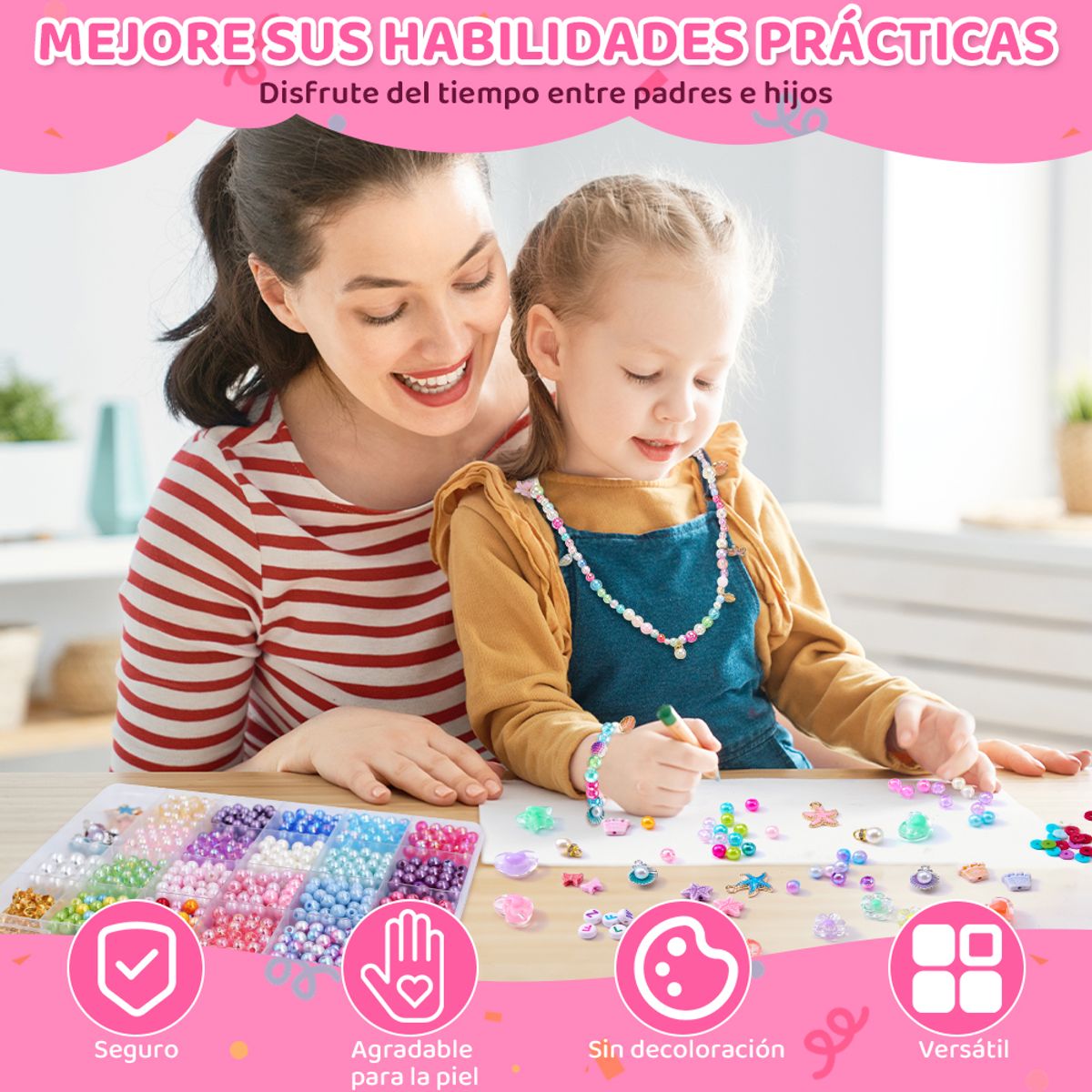 LUKOVEE - Kit Pulseras Cuentas Para Hacer Bisuteria Abalorios 1684 Pcs