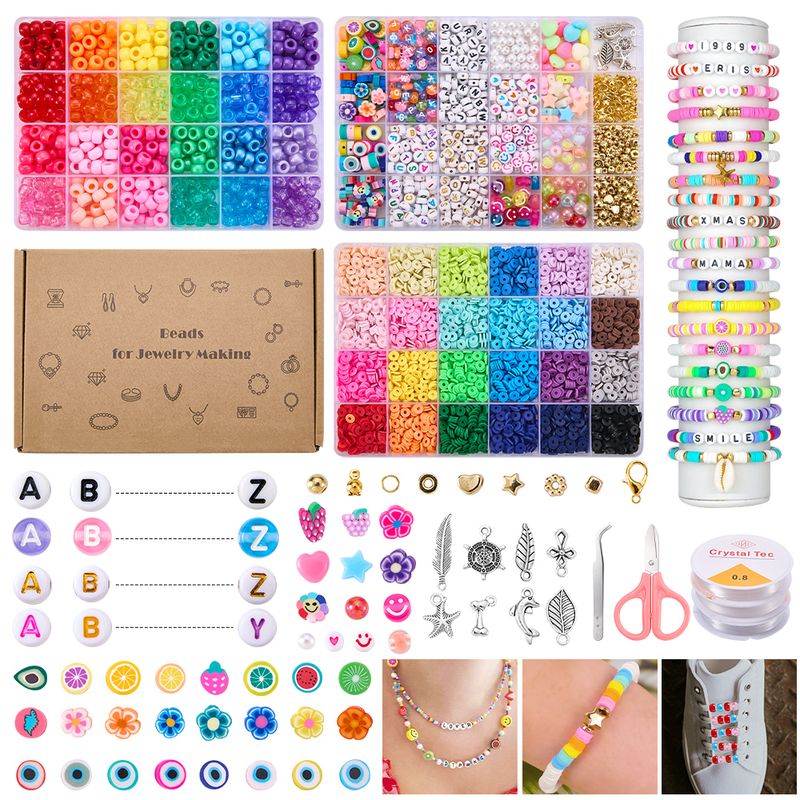 LUKOVEE - Kit Bricolaje Para Hacer Cuentas Pulseras Abalorios 48 Color