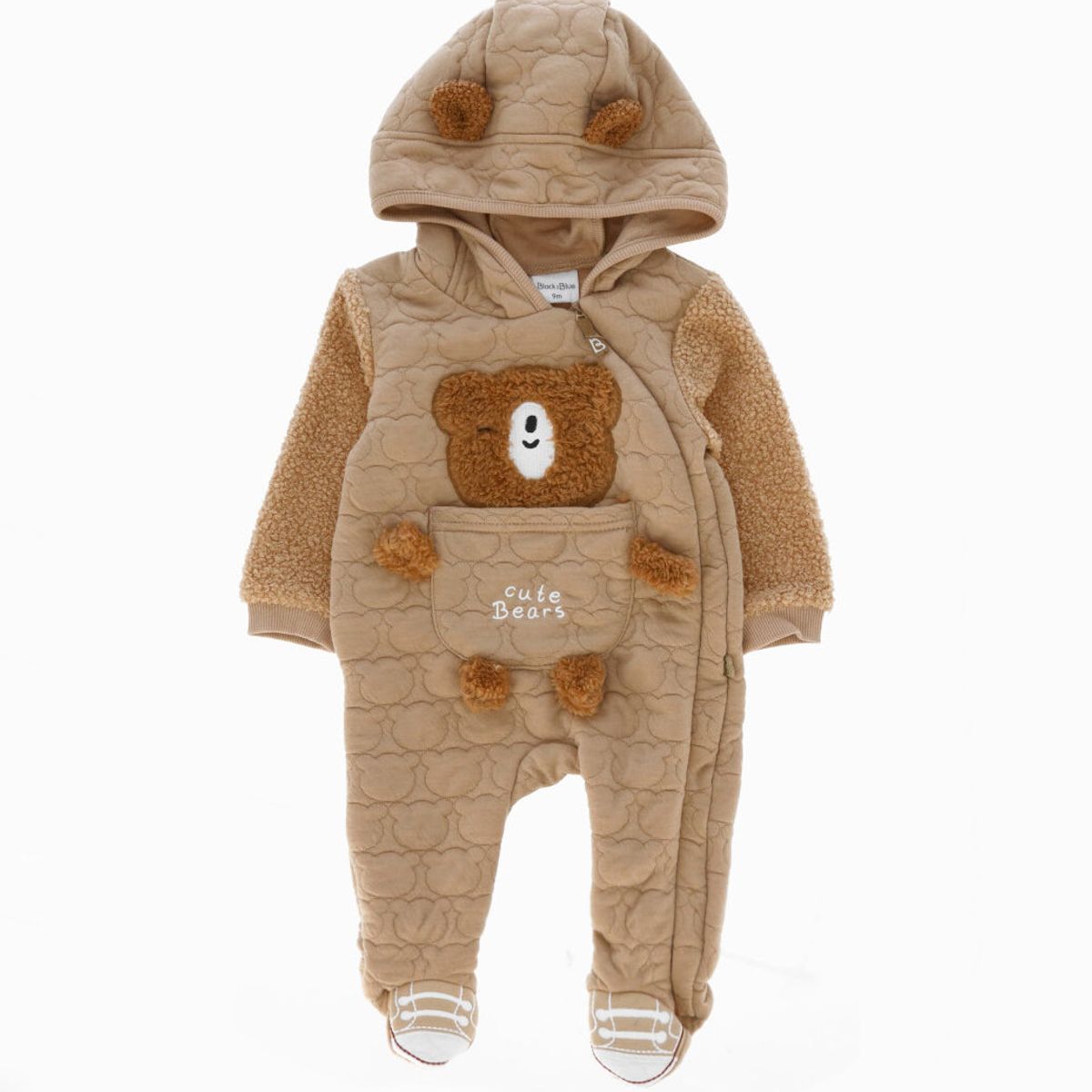 BLACK AND BLUE - Enterito recién nacido con osito beige Black and Blue