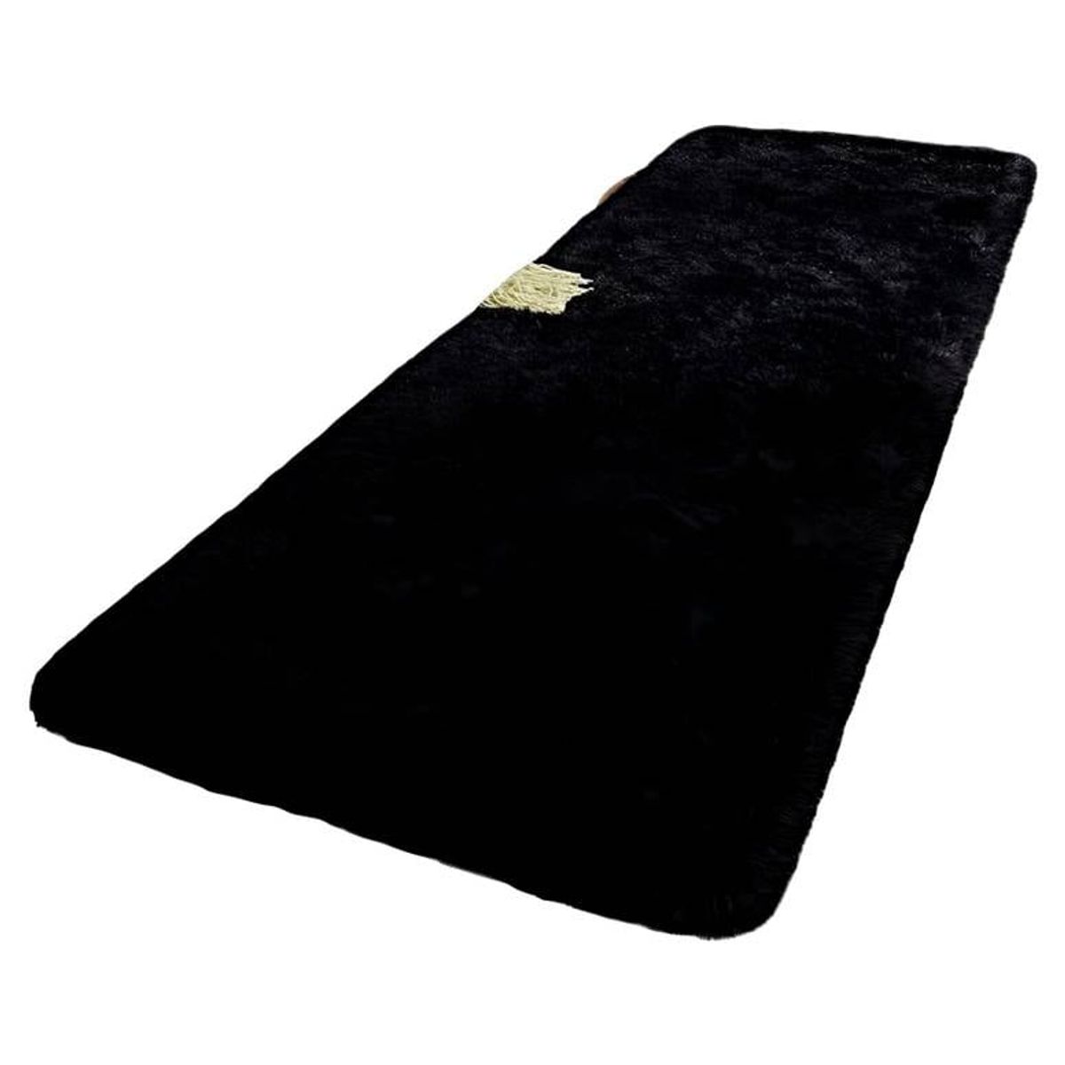 GENERICO - Alfombra peluda pasillera liviana 70x150 ultra suave NEGRO.
