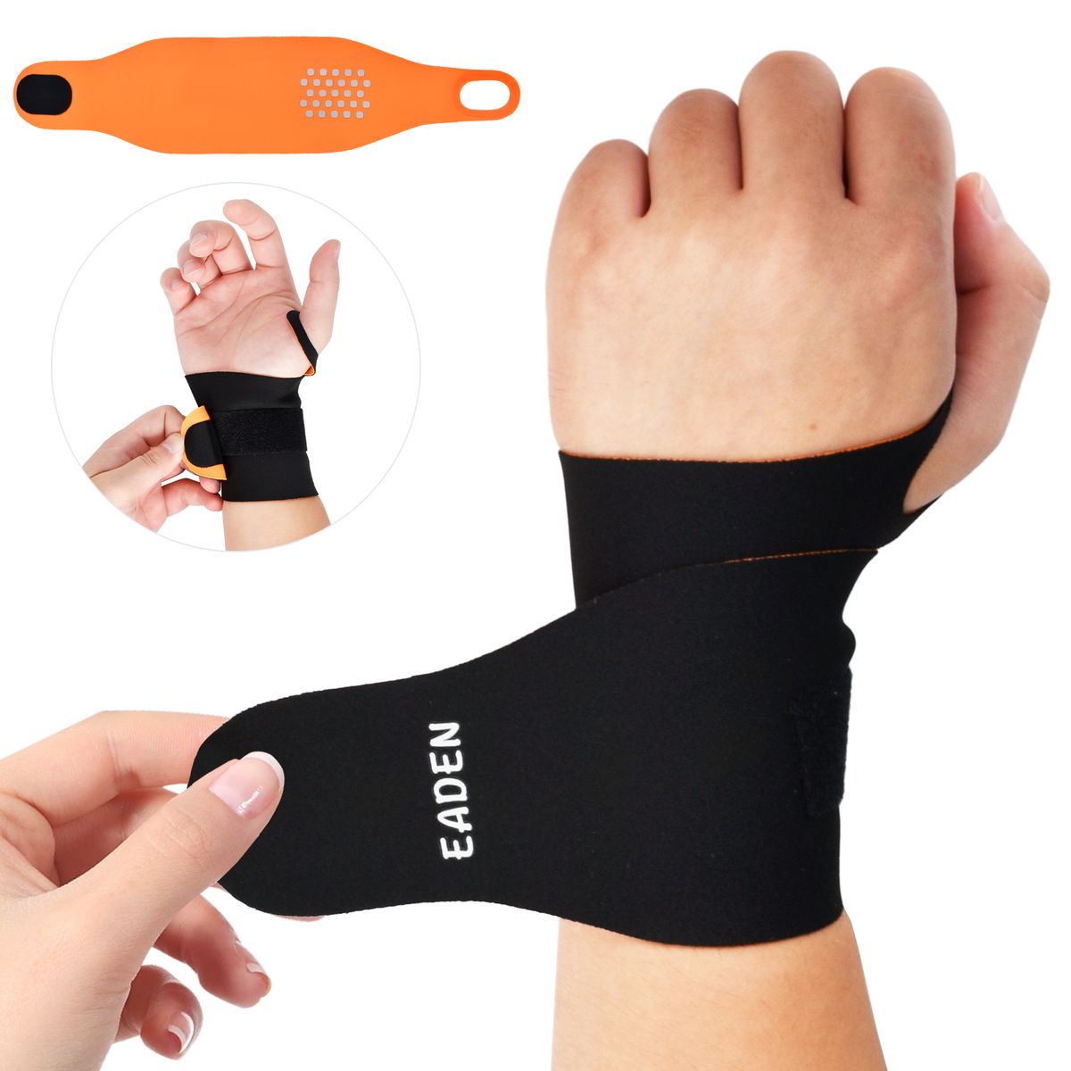 KOKILA - Muñequera deportiva ajustable y transpirable negra