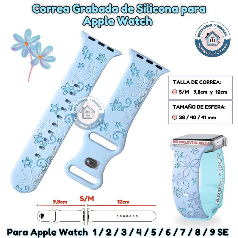 GENERICO - Correa Grabada Para Apple Watch Flores 38-40-41MM SM