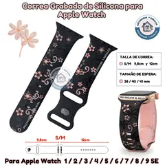 GENERICO - Correa Grabada Para Apple Watch Flores 38-40-41MM SM