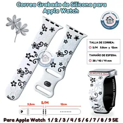 GENERICO - Correa Grabada Para Apple Watch Flores 38-40-41MM SM