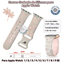 GENERICO - Correa Grabada Para Apple Watch Flores 38-40-41MM SM