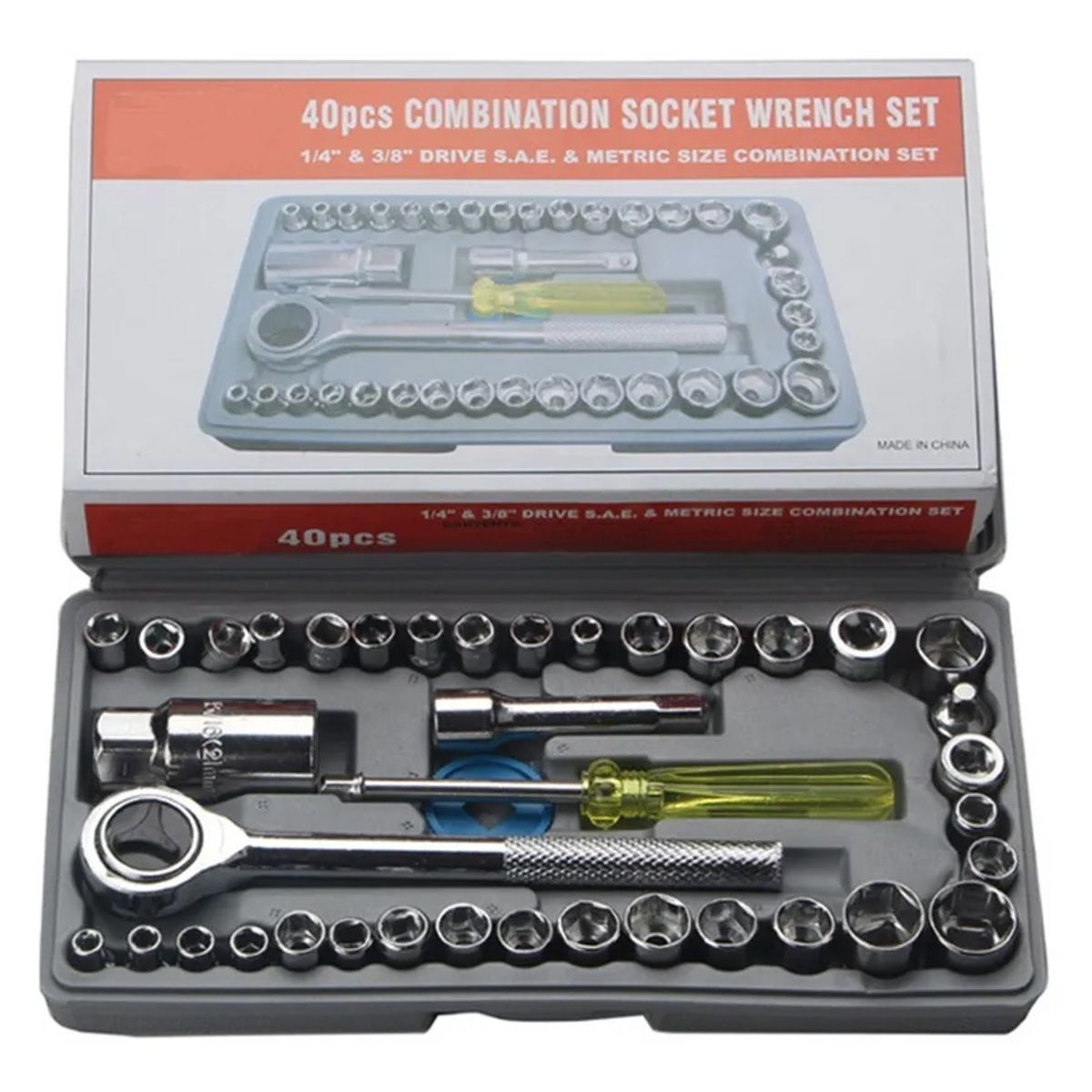 GENERICO - Juego Dado 40 Pcs 1/4-3/8 Chicharra Bici Moto Auto