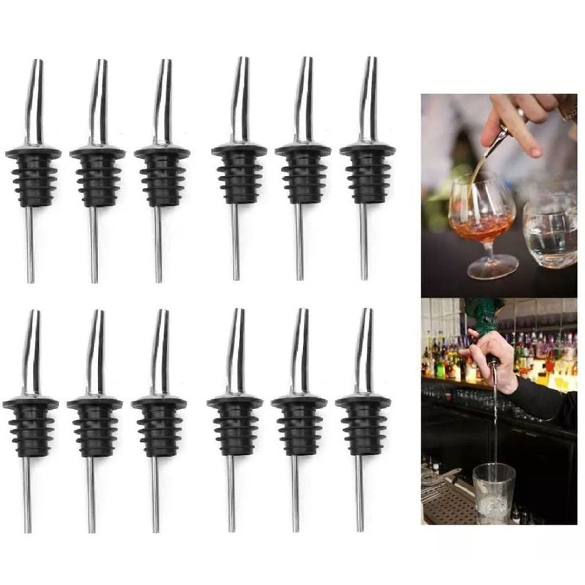 GENERICO - Pack 12 Dosificadores Dispensador De Licor Kit Bartender Set