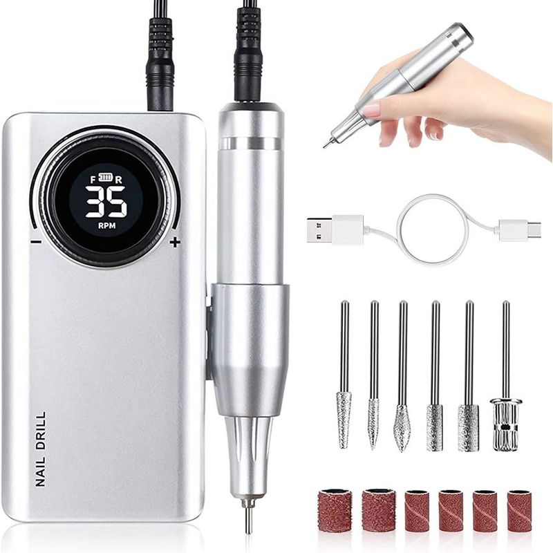 PUREPOWER - Taladro de uñas recargable de 3500RPM con Kit de brocas