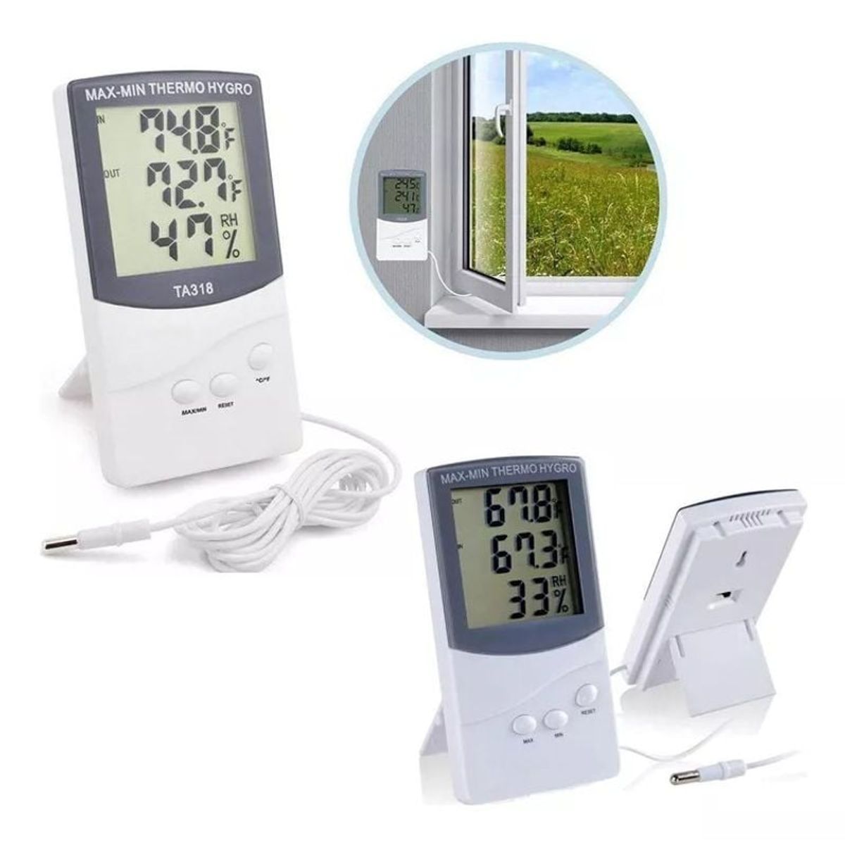 GENERICO - Termómetro Higrómetro Digital Exterior-interior Sonda