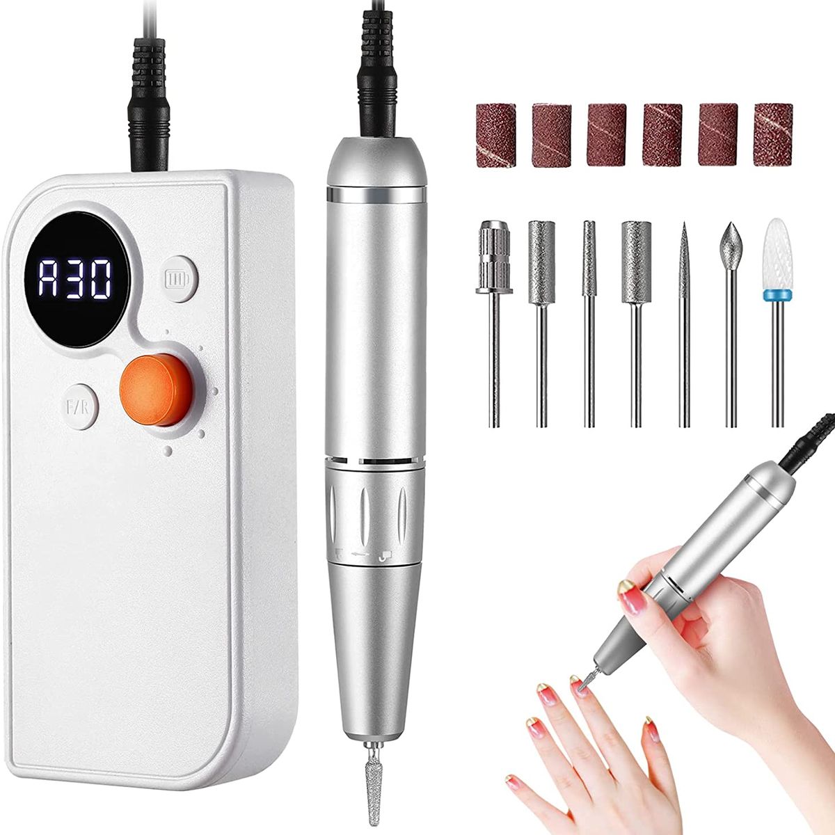 PUREPOWER - Pulidor De Uñas Esmeril Profesional Drill Portátil Taladro De Uñas Portátil