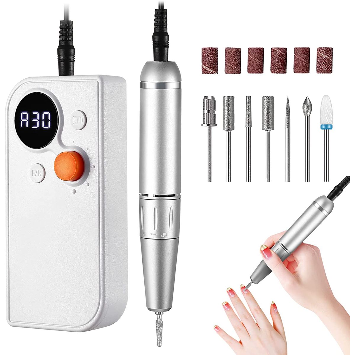 PUREPOWER - Pulidor De Uñas Esmeril Profesional Drill Portátil Taladro De Uñas Portátil