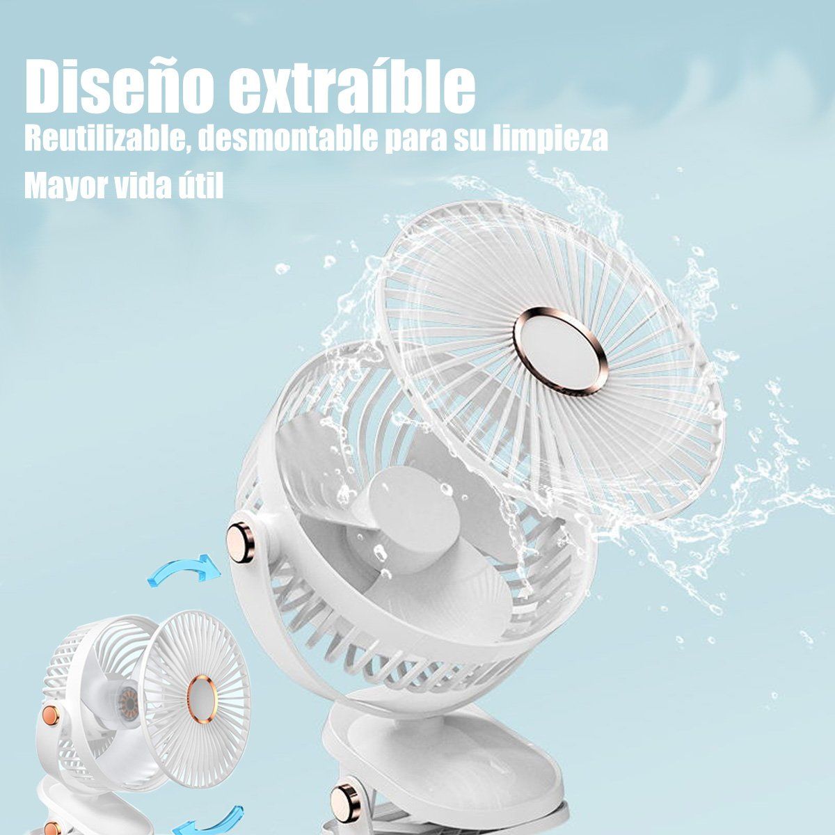 GENERICO - Ventilador Portátil Con Luz Nocturna Carga USB Para  Verano