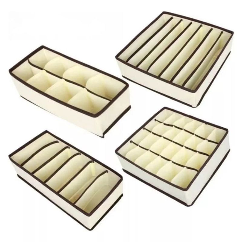 GENERICO - Pack 4 Organizadores Plegables Para Ropa Interior Beige