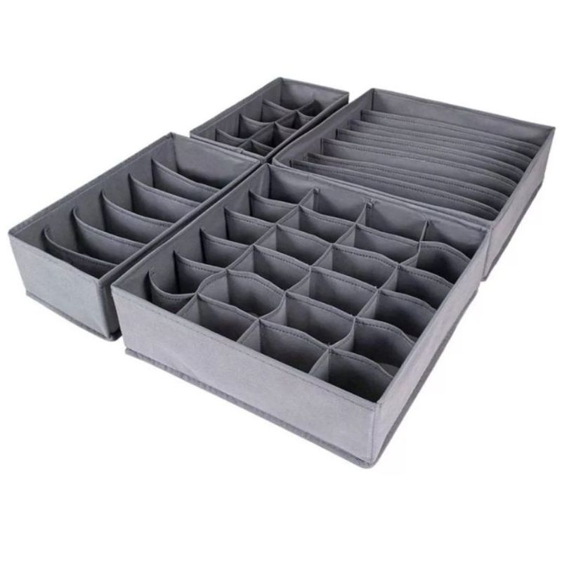 GENERICO - Pack 4 Organizadores Plegables Para Ropa Interior Gris