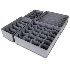 GENERICO - Pack 4 Organizadores Plegables Para Ropa Interior Gris