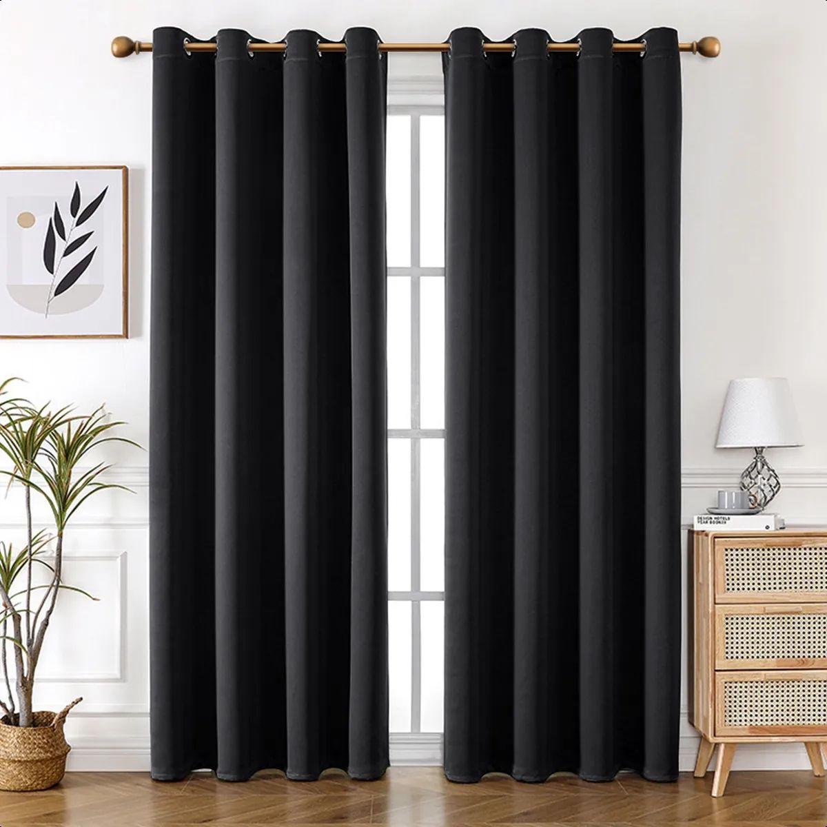 SUPERCENTER - Cortinas Blackout 100% Casatua 140x240cm 2 Paños Habitación Negro