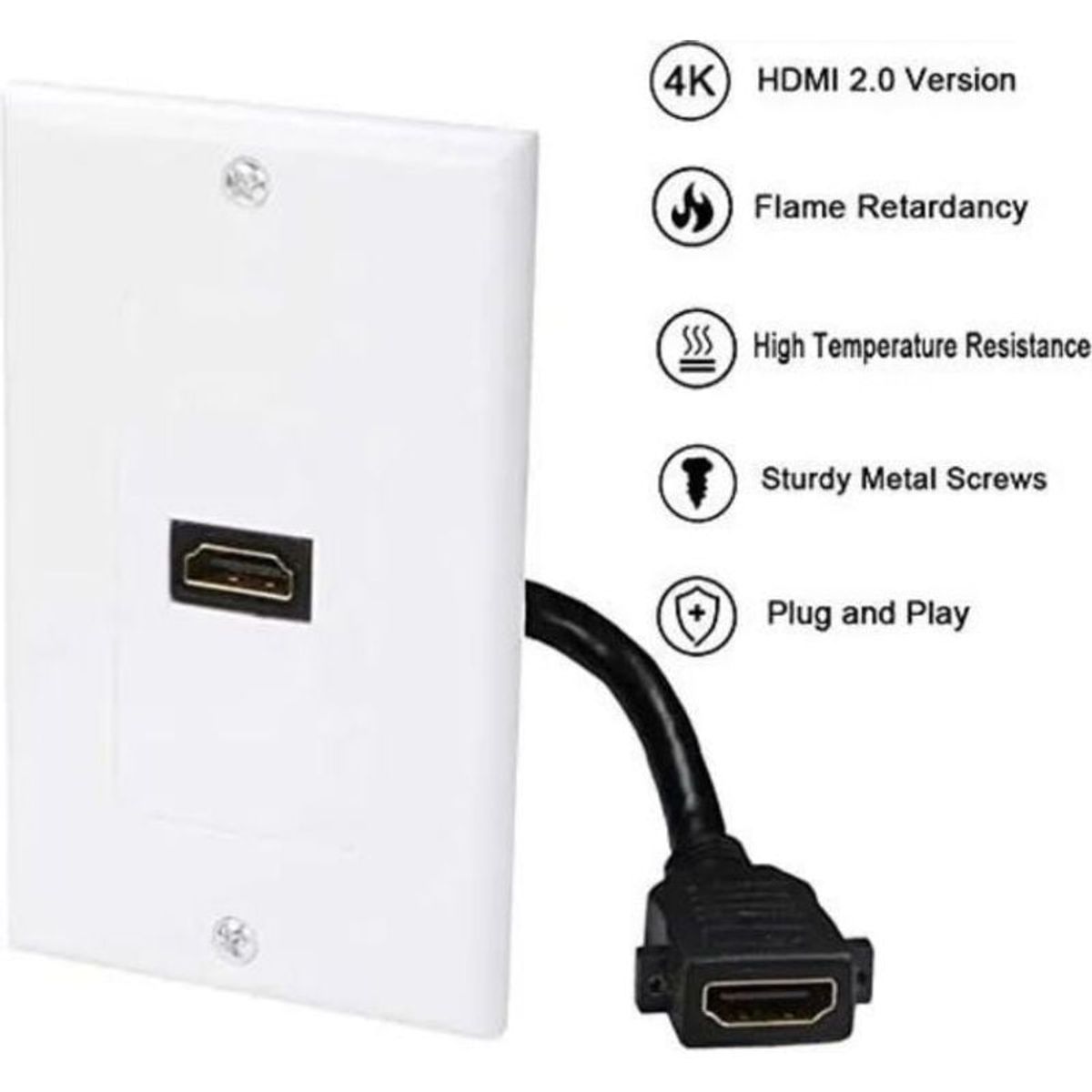 GENERICO - Placa De Muro 1 Puerto Hdmi, Extension 10 Cms