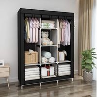Practico Armario Closet Ropero Armable Grande 170x128x45cm negro