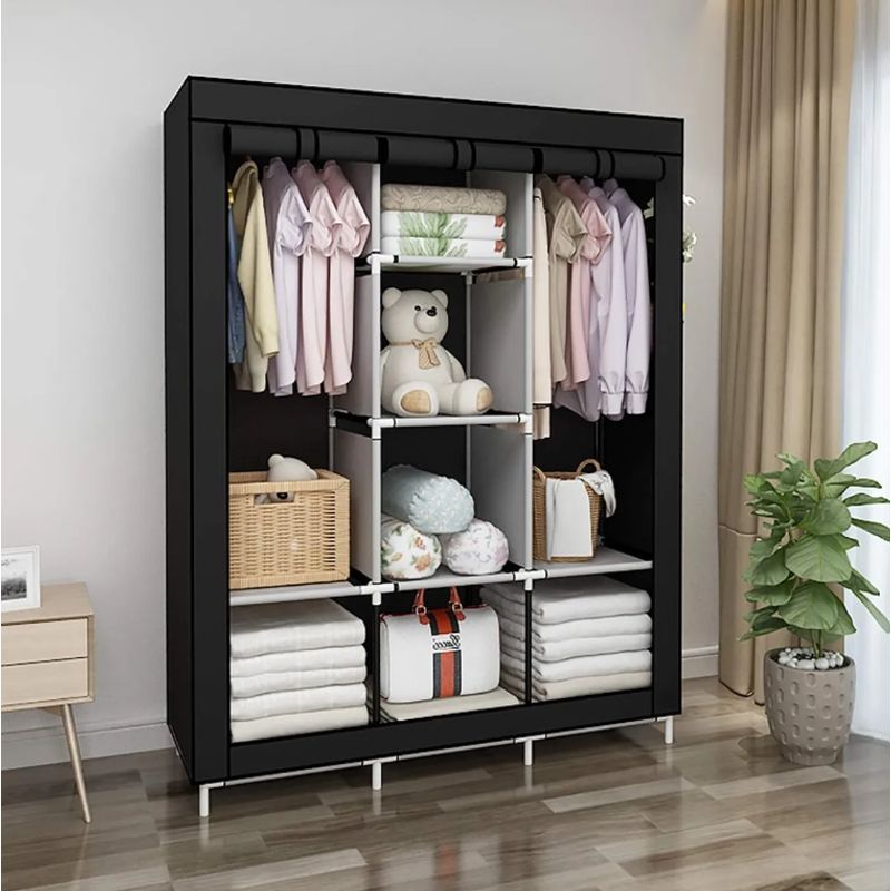 SUPERCENTER - Practico Armario Closet Ropero Armable Grande 170x128x45cm negro
