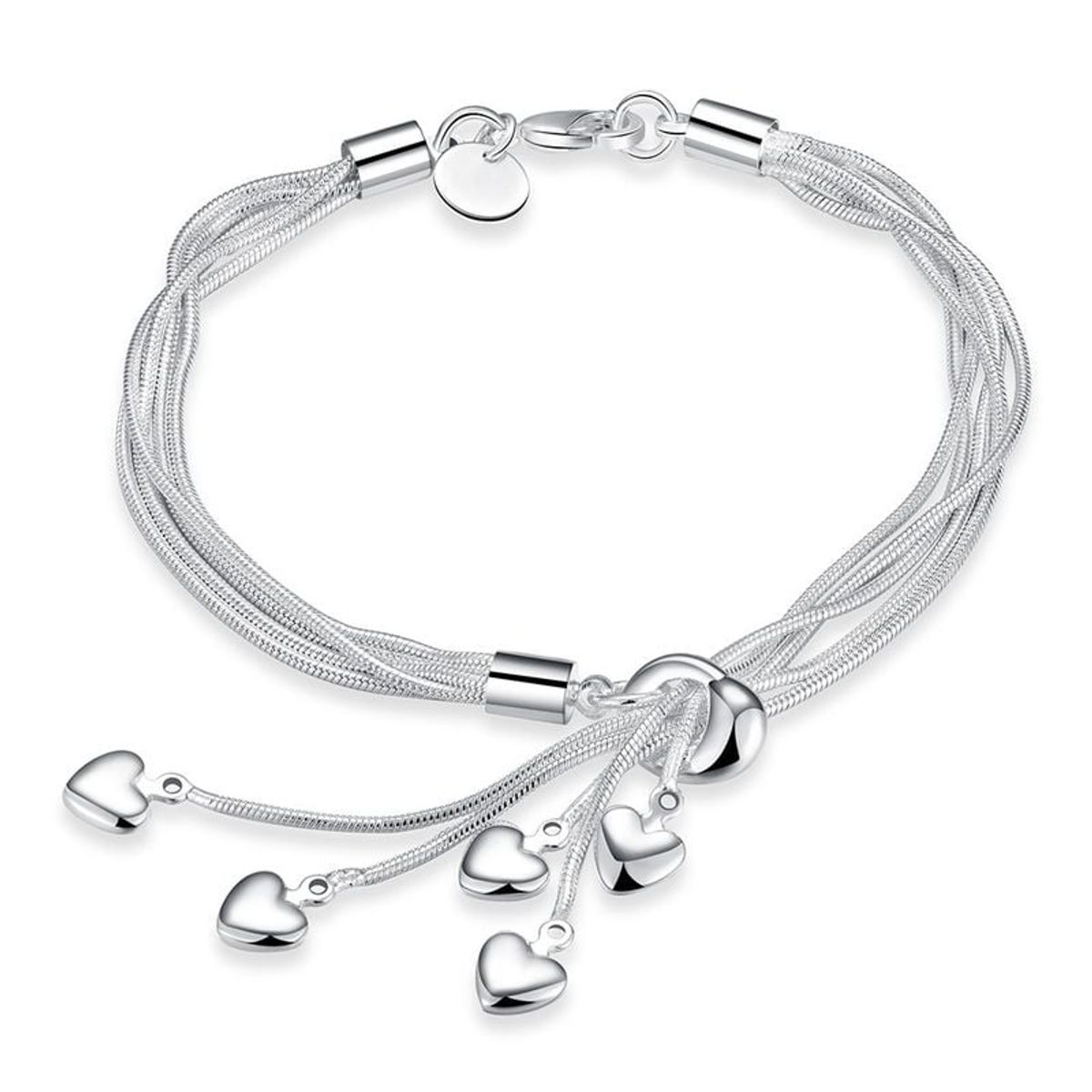 GENERICO - Pulsera Mujer Esclava Brazalete Plata 925 Elegante Corazon