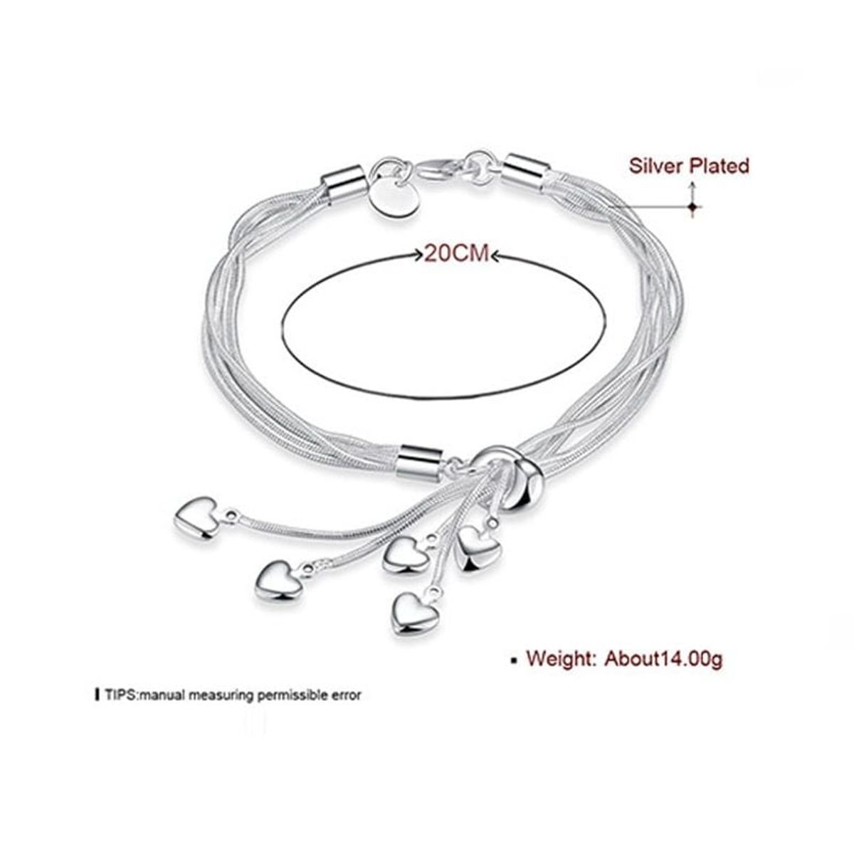 GENERICO - Pulsera Mujer Esclava Brazalete Plata 925 Elegante Corazon